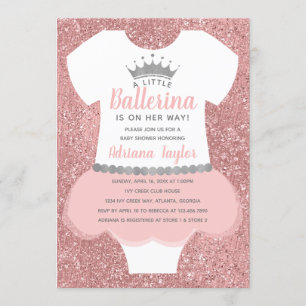 Ballerina Baby Shower Invitation, Pink Invitation