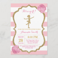 Ballerina Baby Shower Pink and Gold Glitter