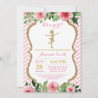 Ballerina Baby Shower Pink and Gold Glitter