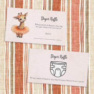 Ballerina Baby Shower Tutu Giraffe Diaper Game Enclosure Card