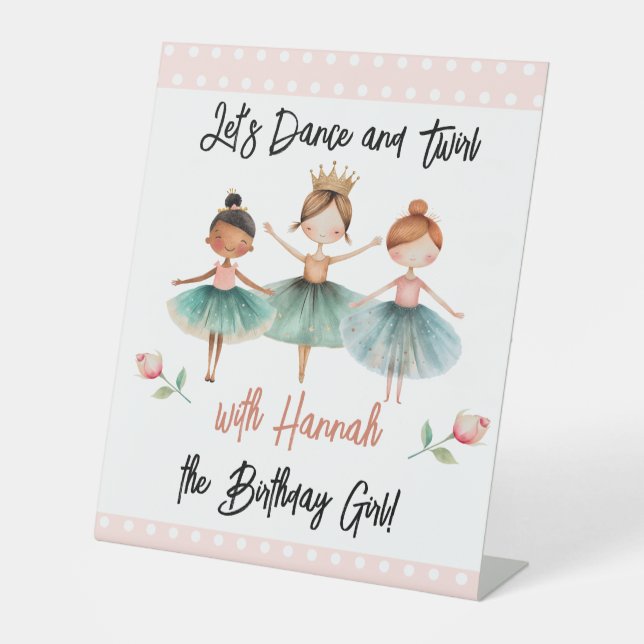 Ballerina Ballet Birthday Girl Pedestal Sign (Front)