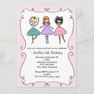 Ballerina Ballet Birthday Party Invitation