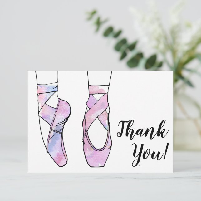 Ballerina Ballet Birthday Thank You Card (Standing Front)