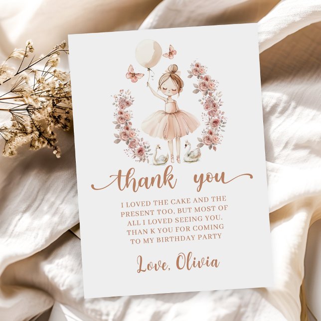 Ballerina Ballet Birthday Thank You Card (Creator Uploaded)