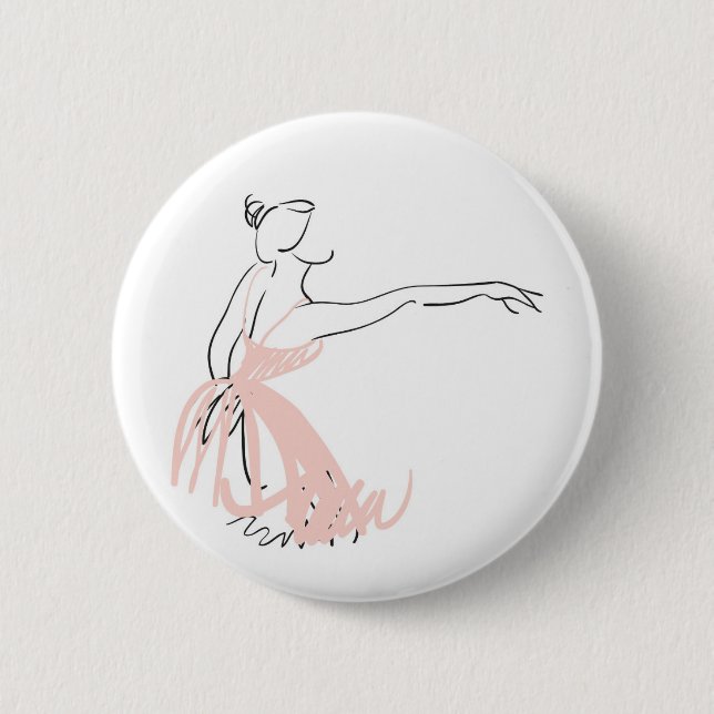 Ballerina ballet dancer 2 inch round button (Front)