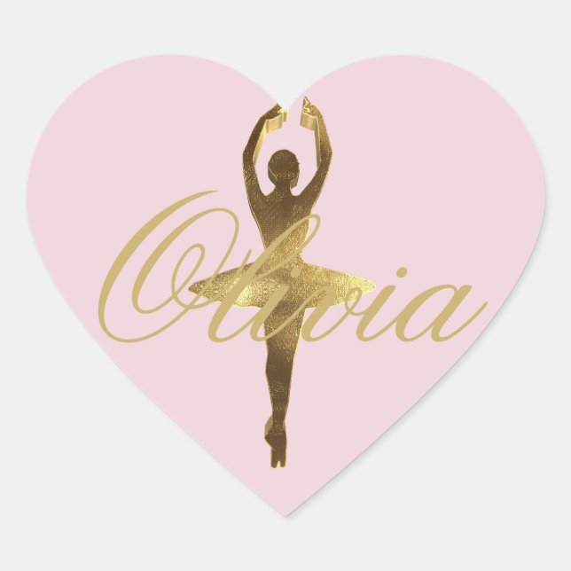 Ballerina Ballet Dancer Custom Name Olivia Heart Sticker (Front)