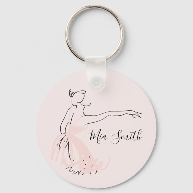 Ballerina ballet dancer personalised name gift keychain (Front)