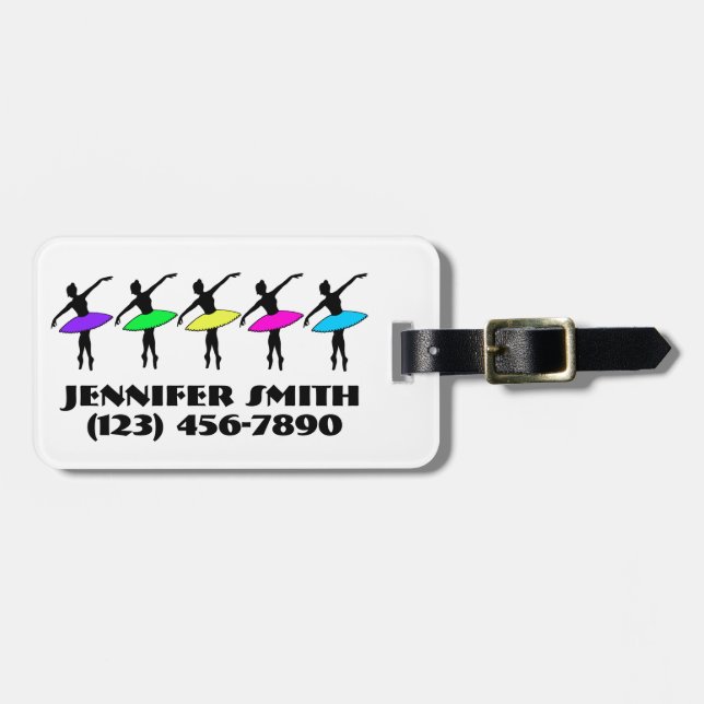 Ballerina Ballet Dancer Personalized Neon Tutus Luggage Tag (Front Horizontal)