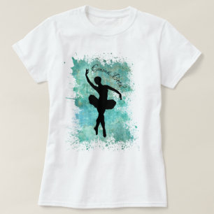 Ballerina Ballet Dancer Silhouette in Blue T-Shirt