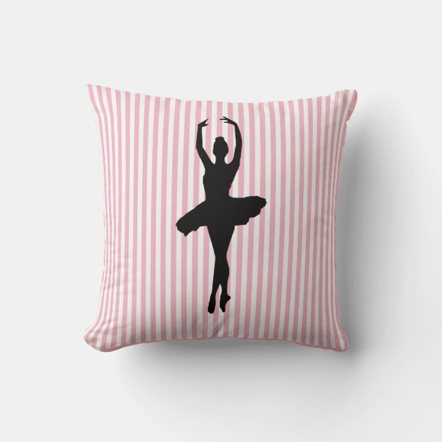 Ballerina Ballet Dancer Stripe Throw Pillow (Front)