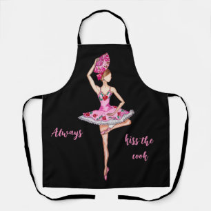 Ballerina ballet dancer with a hand fan        apr apron