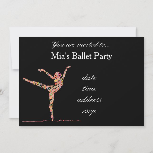 Ballerina ballet girl party invitation (Front)