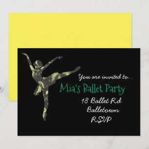 Ballerina ballet girl party invitation