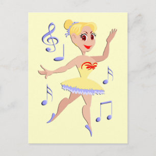 Ballerina Ballet Music Postcard