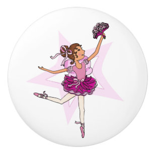 Ballerina ballet pink art doorknob ceramic knob