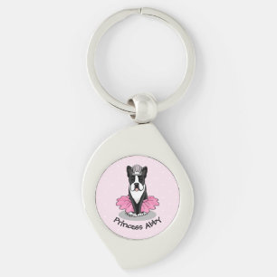 Ballerina Ballet Princess Boston Terrier (black) Keychain