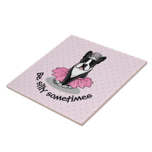 Ballerina Ballet Princess Boston Terrier (black) Tile