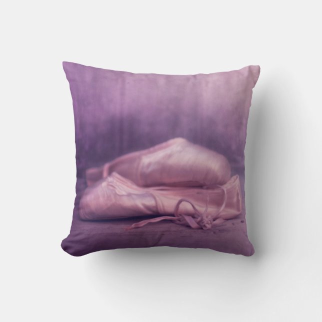 ballerina ballet shoes in pink throw pillow (Front)