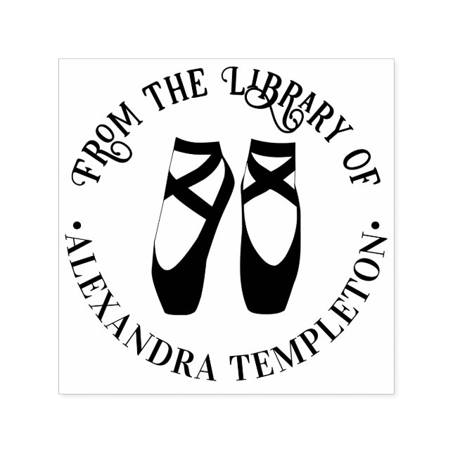 Ballerina Ballet Toe Pointe Shoes #2 Library Book Self-inking Stamp (Design)