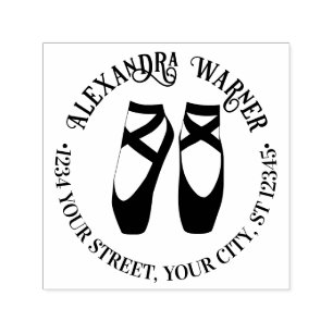 Ballerina Ballet Toe Pointe Shoes #2 Name Address Self-inking Stamp