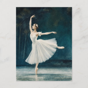 Ballerina Ballet Watercolor Postcard