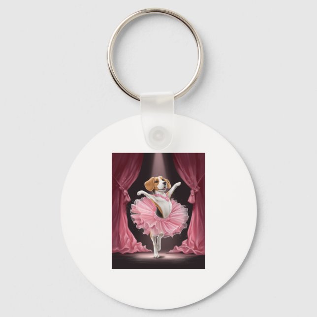 Ballerina Beagle � Funny Dog Dance Keychain (Front)