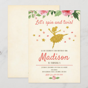 Ballerina Birthday Invitation / Vintage / Retro