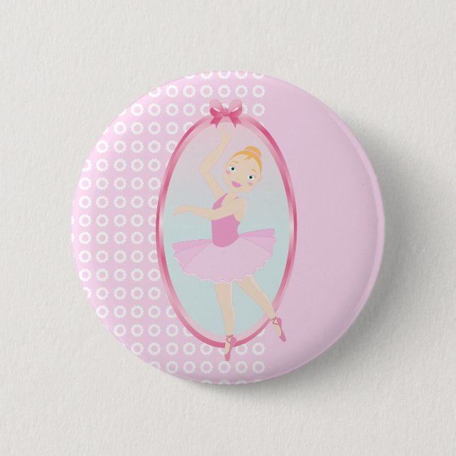Ballerina birthday party 2 inch round button (Front)