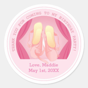 Ballerina birthday party classic round sticker