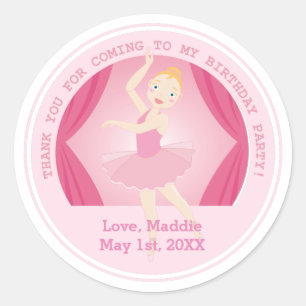 Ballerina birthday party classic round sticker
