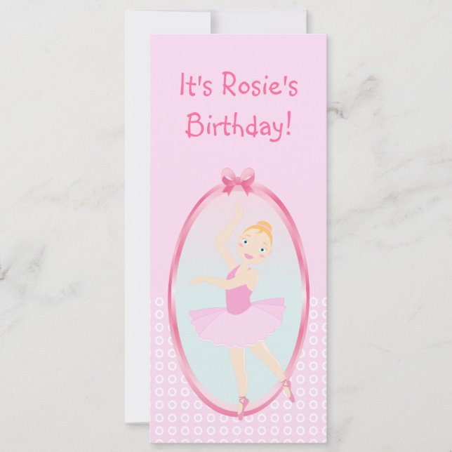 Ballerina birthday party invitation (Front)