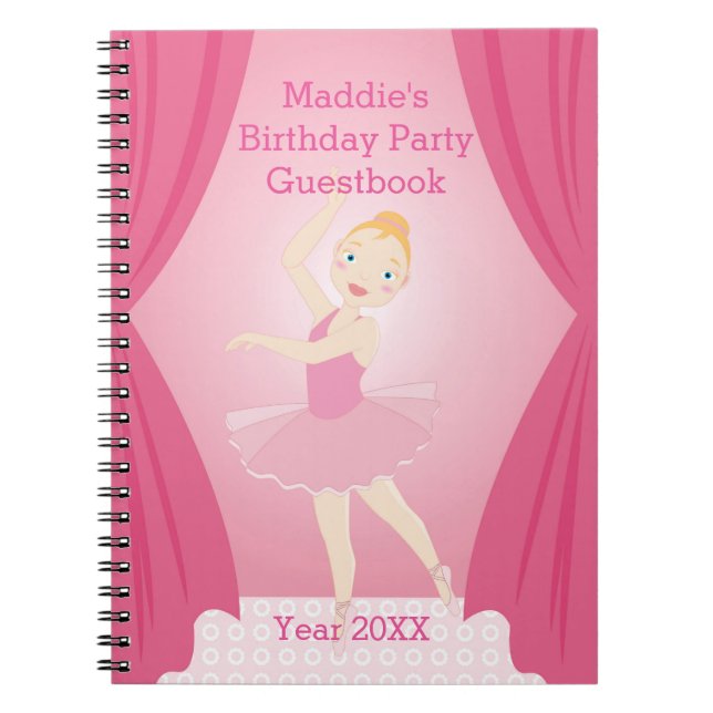 Ballerina birthday party notebook (Front)