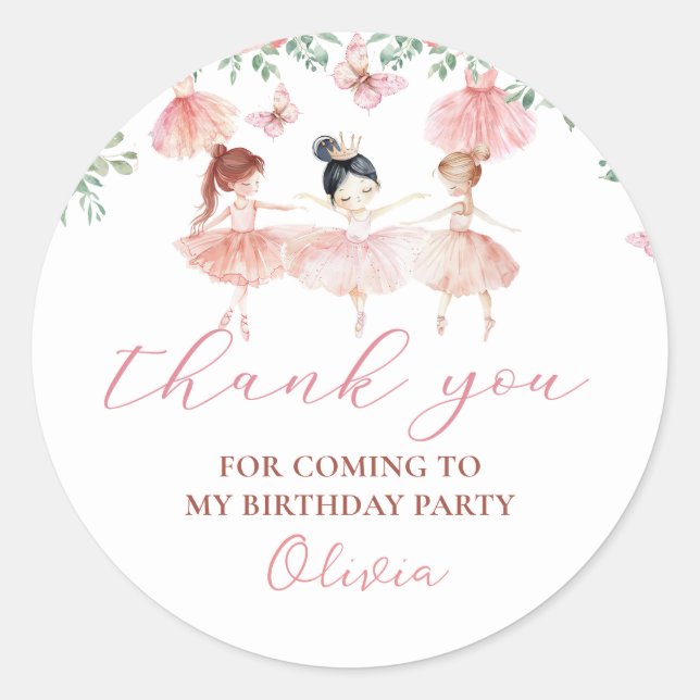 Ballerina Birthday Party Sticker (Front)