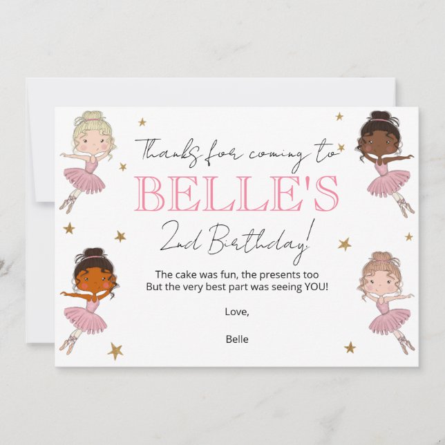 Ballerina Birthday Thank You Card (Front)