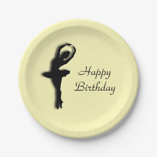 Ballerina Birthday Yellow Paper Plate (Front)