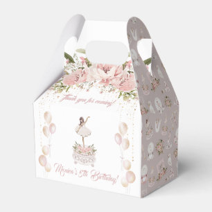 Ballerina black brownette ballet birthday party favor box