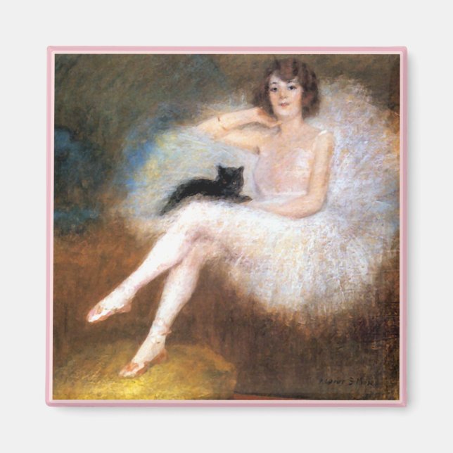 Ballerina & Black Cat Magnet (Front)