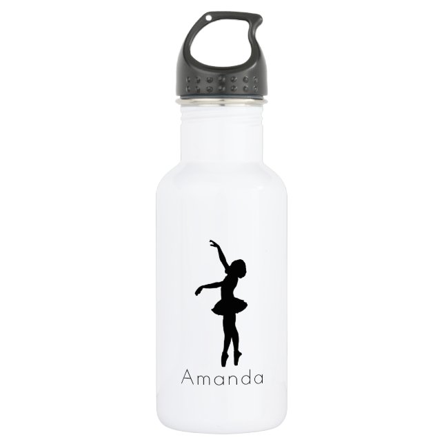 Ballerina Black Silhouette Personalized 532 Ml Water Bottle (Front)