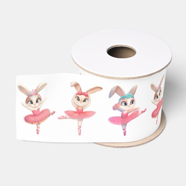 Ballerina Bunnies In Pink Tutus Grosgrain Ribbon (Spool)