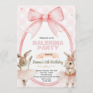 Ballerina Bunny Birthday Invitation