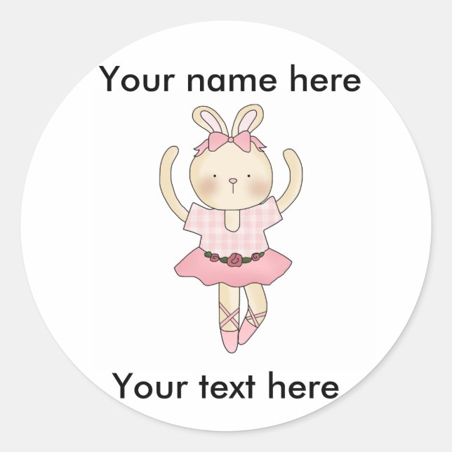 Ballerina Bunny Classic Round Sticker (Front)