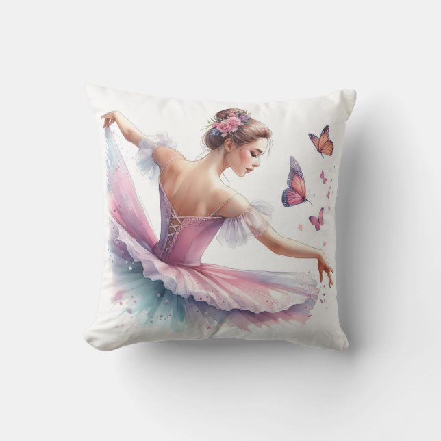 ballerina butterflies throw pillow (Front)