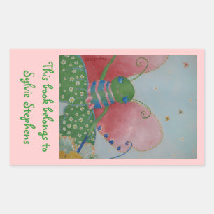 Ballerina butterfly bookplate sticker