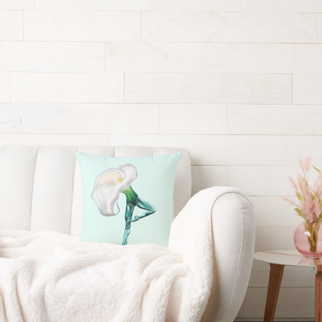 Ballerina Calla Lily Ballet Dancer Throw Pillow (Couch)