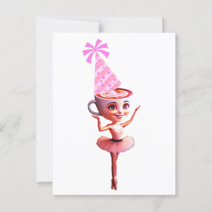 Ballerina Cappuccina in Birthday Party Hat Postcard