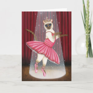Ballerina Cat Chocolate Point Siamese Greeting Car Card