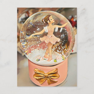 Ballerina Christmas Snow Globe Postcard