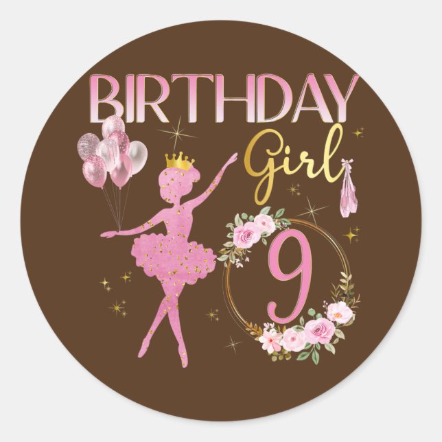 Ballerina Classic Ballet Dancer Birthday Party Classic Round Sticker (Front)