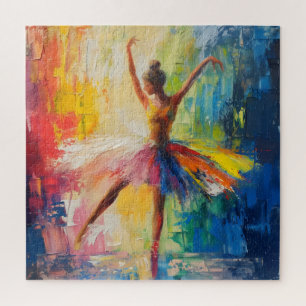 Ballerina Colourful Abstract Art Jigsaw Puzzle