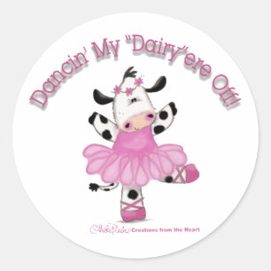 Ballerina Cow Classic Round Sticker